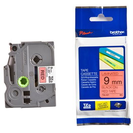 Brother Cinta Laminada TZe421 9mm x 8m Rojo/Negro