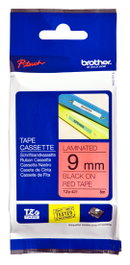 Brother Cinta Laminada TZe421 Negro sobre Rojo 9mm x 8m