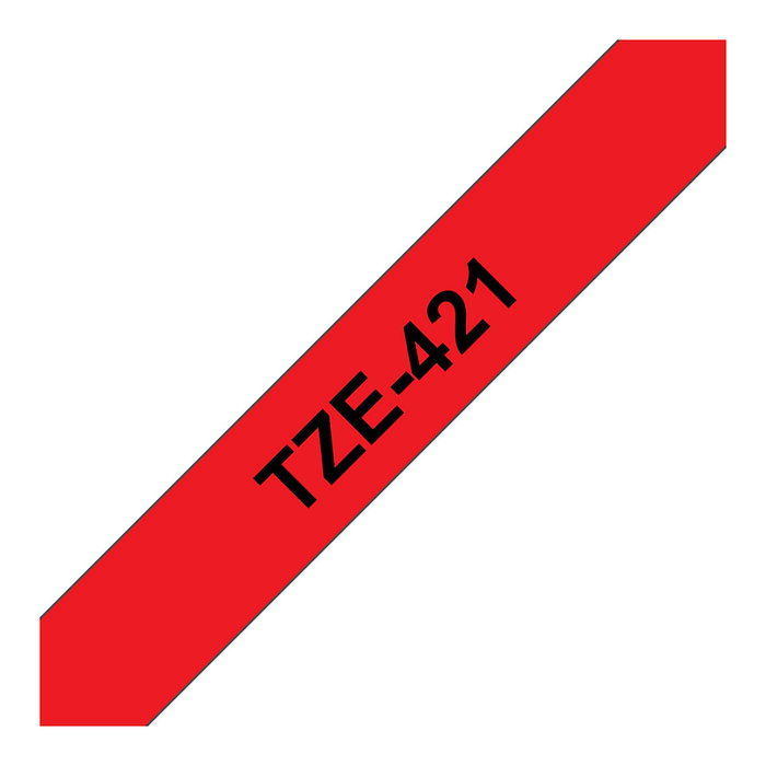 Brother Cinta Laminada TZe421 9mm x 8m Negro sobre Rojo