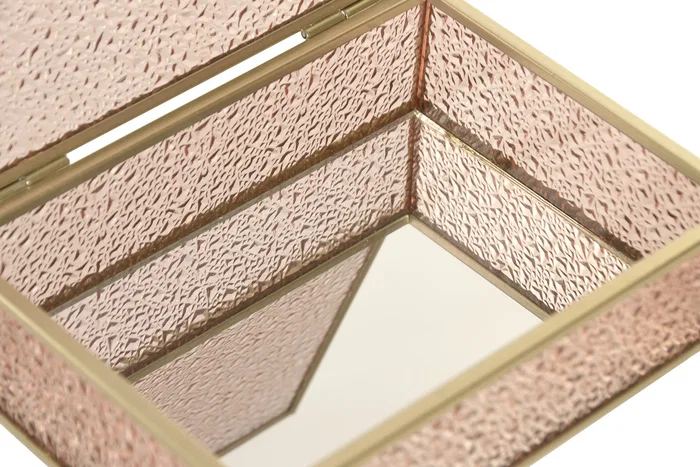 DKD Home Decor Joyero de Cristal y Metal Rosa 18x14x5 cm DKD Home Decor Joyero de Cristal y Metal Rosa 18x14x5 cm