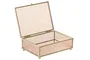DKD Home Decor Joyero de Cristal y Metal Rosa 18x14x5 cm