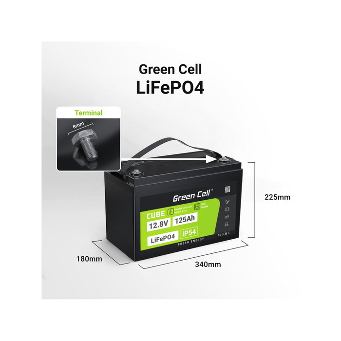 Green Cell CUBE LiFePO4 12,8V 125Ah 1600Wh