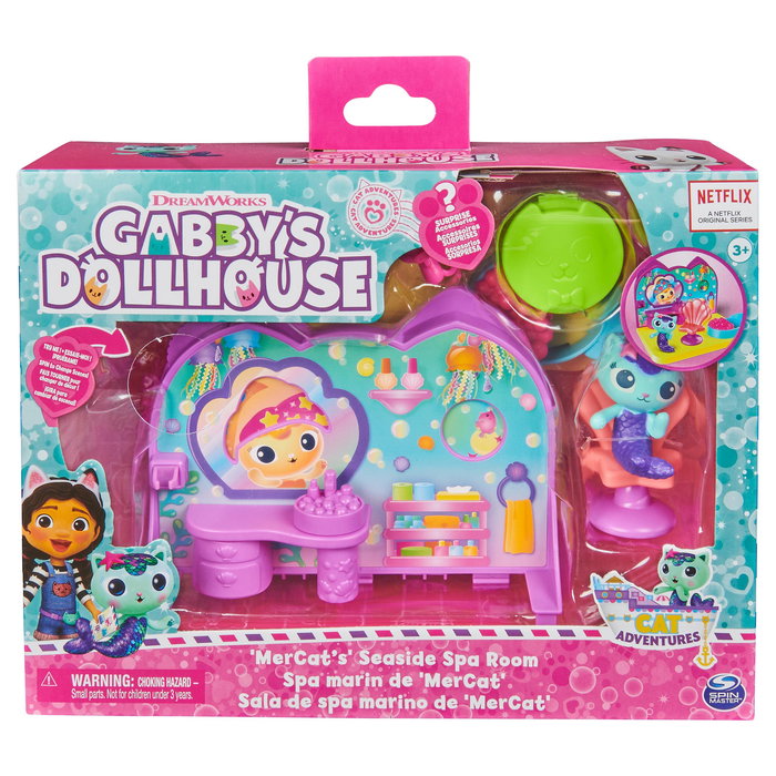 Spin Master Gabby's Dollhouse Deluxe Room Spielset - Wellness Raum mit Meerktzchen, Salón de Belleza y Spa para Niños, Gabby's Dollhouse 6068286