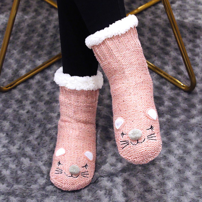 Sensly Calcetines Sherpa Animal Kawaii Antideslizantes para Casa Tallas 30-38