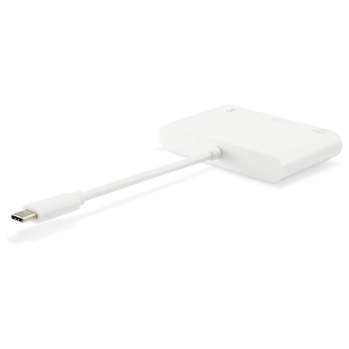 EQUIP Adaptador USB-C a VGA con 60W Power Delivery, USB-A 3.2 Gen 1, USB-C, Puerto VGA, Concentrador/Dock Blanco de 15 cm