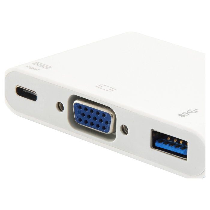 EQUIP Adaptador USB-C a VGA con 60W Power Delivery, USB-A 3.2 Gen 1, USB-C, Puerto VGA, Concentrador/Dock Blanco de 15 cm