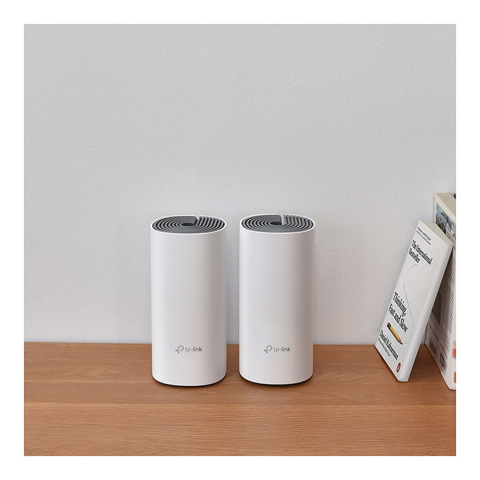 TP-Link Deco E4 2-Pack Sistema WiFi Mesh AC1200, 2 Routers Extensores, Blanco/Gris, Doble Banda 2.4/5 GHz, Wi-Fi 5 (802.11ac), Control Parental, Incluye Cable Ethernet