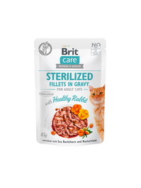 Brit Care Gato Adulto Esterilizado Filete Conejo 85% Carne 24 Latas 85g Sin Cereales