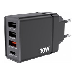 Verbatim Ladegert 30W Cargador USB-C 3x USB-A Negro PD 3.0 QC 3.0