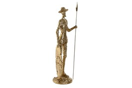 DKD Home Decor Figura de Resina Quijote Dorado Colección Dulcinea