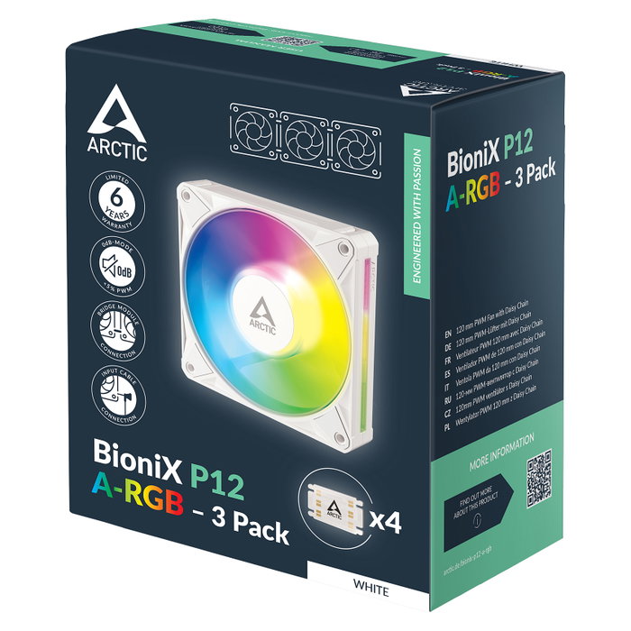 ARCTIC BioniX P12 A-RGB White Pack de 3 Ventiladores de Caja ARCTIC BioniX P12 A-RGB White Pack de 3 Ventiladores de Caja