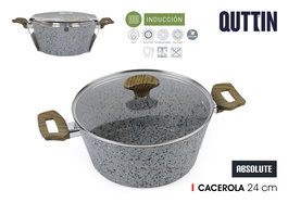 Inde Cacerola de Aluminio Forjado con Mango de Acero Inoxidable, 24 cm (25.1 x 37.5 x 12.7 cm) (4 Unidades)