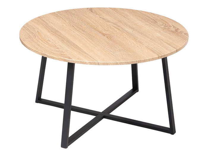 Giftdecor Mesa Auxiliar Redonda 80 x 45 x 80 cm Metal y Melamina Madera y Negro