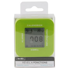 Be Mix Reloj Despertador 4 Funciones Calendario Alarma Temperatura 7x3.5x7 cm