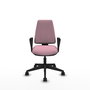 Silla de oficina Elche con mecanismo Asincro tapizada con Tela color Rosa. Equipada con Base piramidal negra, Brazos fijos y Ruedas 65mm nailon