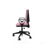 Silla de oficina Elche con mecanismo Asincro tapizada con Tela color Rosa. Equipada con Base piramidal negra, Brazos fijos y Ruedas 65mm nailon