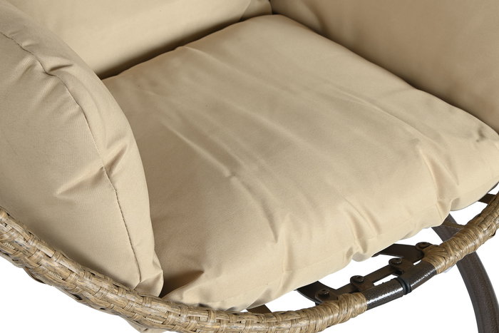 DKD Home Decor Sillon Colgante Terraza Jardin Breeze Ratan Sintetico Aluminio Poliester Marron Claro Marron Oscuro 105 x 108 x 107 cm