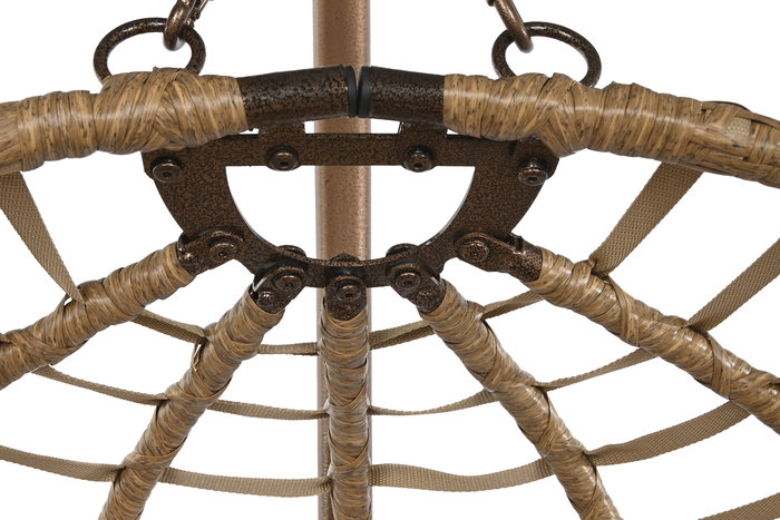 DKD Home Decor Sillon Colgante Terraza Jardin Breeze Ratan Sintetico Aluminio Poliester Marron Claro Marron Oscuro 105 x 108 x 107 cm