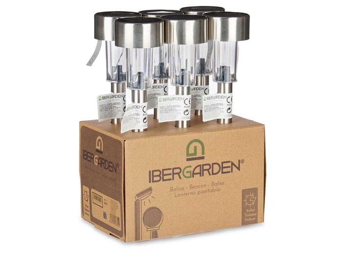 Ibergarden Baliza Solar Redonda Plástico y Acero 5.5x25x5.5cm (Set de 24)