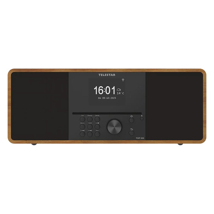 Telestar TOP 300 5701300 Radio Internet Digital DAB+ FM Bluetooth 5.3, Pantalla TFT 3.2", 30W, Madera, Estacionaria