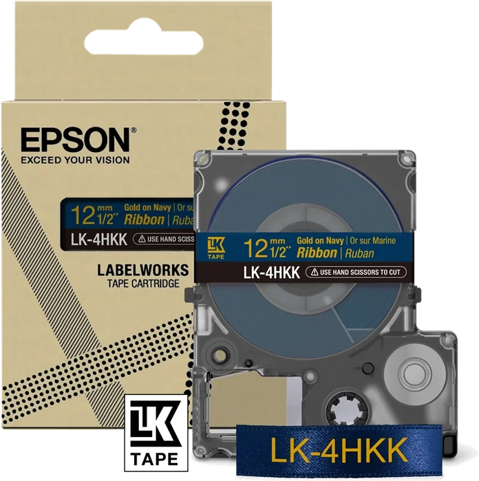Epson LK-4HKK Cinta Mecanográfica Satinada Dorado sobre Azul Marino 12mm x 5m Epson LK-4HKK Cinta Mecanográfica Satinada Dorado sobre Azul Marino 12mm x 5m