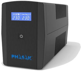 PHASAK SAI 1260VA Sirius Interactivo con AVR, toma protegida y pantalla LCD