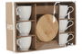 DKD Home Decor Taza de Café de Porcelana y Bambú Blanco Natural Set de 6 Piezas 220ml 8 x 7 x 11 cm