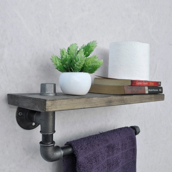 Hanah Home Estantería de Tubo con Madera de Abeto y Metal, Estilo Industrial Rústico Humorístico, Nogal y Negro, 40x16x14 cm Hanah Home Estantería de Tubo con Madera de Abeto y Metal, Estilo Industrial Rústico Humorístico, Nogal y Negro, 40x16x14 cm