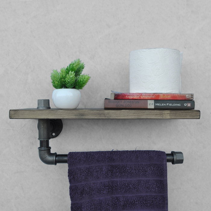 Hanah Home Estantería de Tubo con Madera de Abeto y Metal, Estilo Industrial Rústico Humorístico, Nogal y Negro, 40x16x14 cm Hanah Home Estantería de Tubo con Madera de Abeto y Metal, Estilo Industrial Rústico Humorístico, Nogal y Negro, 40x16x14 cm