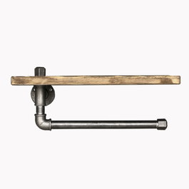 Hanah Home Estantería de Tubo con Madera de Abeto y Metal, Estilo Industrial Rústico Humorístico, Nogal y Negro, 40x16x14 cm