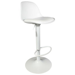 Home Deco Factory Taburete Bar Isak Blanco Regulable Diseño Moderno Asiento Acolchado 83-104cm