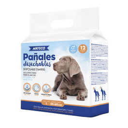 Nayeco Pañal para Perro Macho Talla L (50-60 cm), 12 uds.