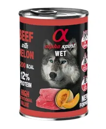 Alpha Spirit Alimento Húmedo Completo para Perros Sabor Ternera con Melón Lata 6x400 gr