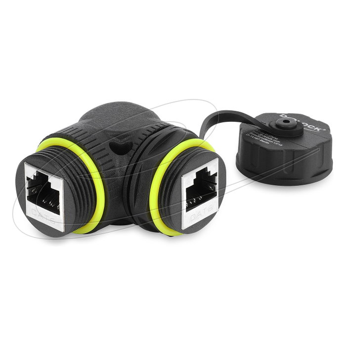 DeLOCK 87407 Conector RJ45 a RJ45 Cat.6 Angular IP68 Negro