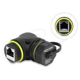 DeLOCK 87407 Conector RJ45 a RJ45 Cat.6 Angular con Rosca M23 x 1,5 mm IP68 Negro