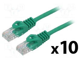 LANBERG Patch cord Cat 6 U/UTP 0,25m verde (Pack de 10)