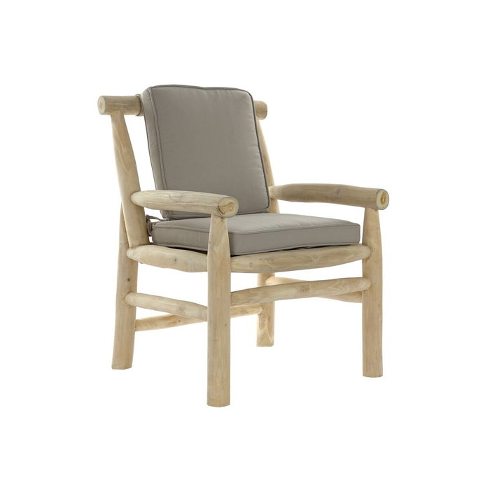 DKD Home Decor Sillón Teca Poliéster 65x80x92 Gris Claro