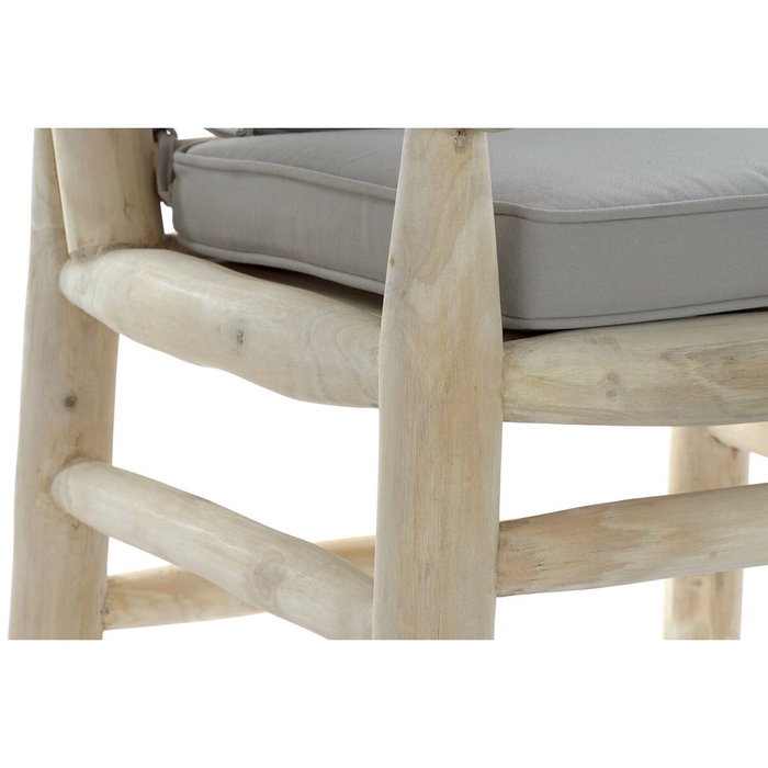 DKD Home Decor Sillón Teca Poliéster 65x80x92 Gris Claro