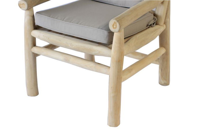 DKD Home Decor Sillón Balines Gris Claro Natural 80 x 92 x 65 cm