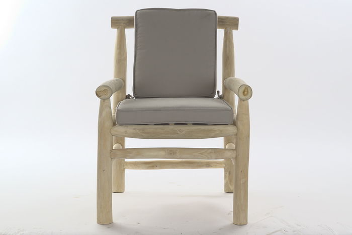 DKD Home Decor Sillón Balines Gris Claro Natural 80 x 92 x 65 cm