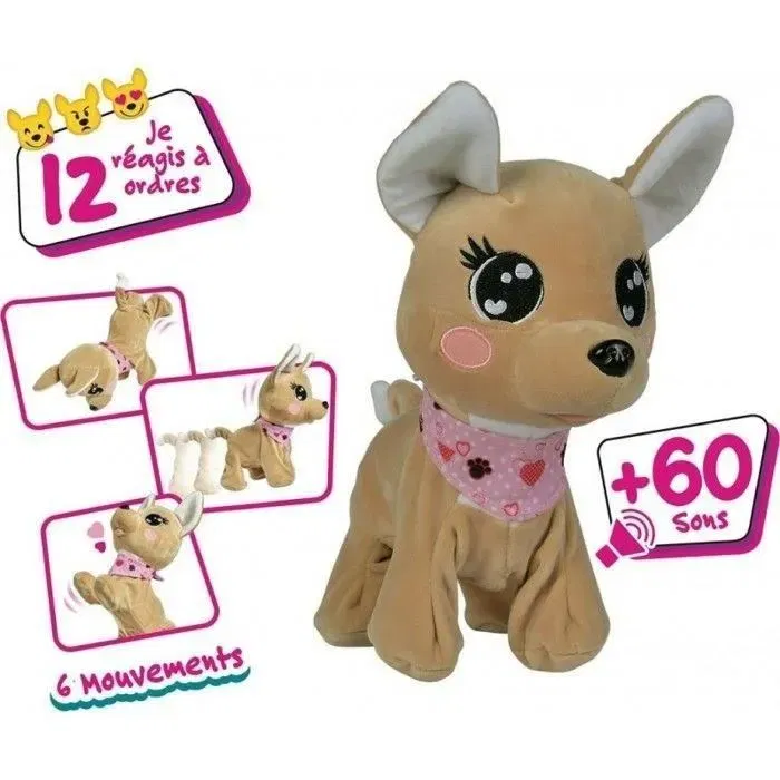 Chi Chi Love Peluche interactivo Baby Boo 30 cm Unisex Marrón y Rosa Juguete Niños y Niñas 3 años+ AUC4006592067885