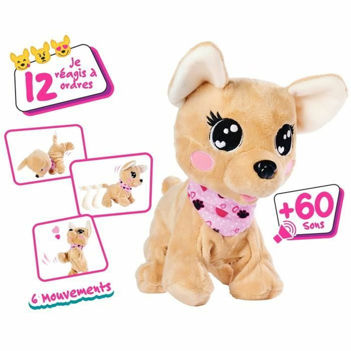 Chichi Love Peluche interactivo Baby Boo - 30 cm - Marrón y rosa
