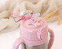 KioKids Botella Acero Inoxidable para Niños con Pajita y Asas - Diseño Gatito Rosa - 280 ml - Termo Mantiene Frío y Calor - +6 Meses