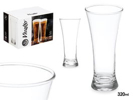 Vivalto Vaso Vidrio Cónico Transparente 320 ml 7.5 x 17 x 7.5 cm (Set de 12)