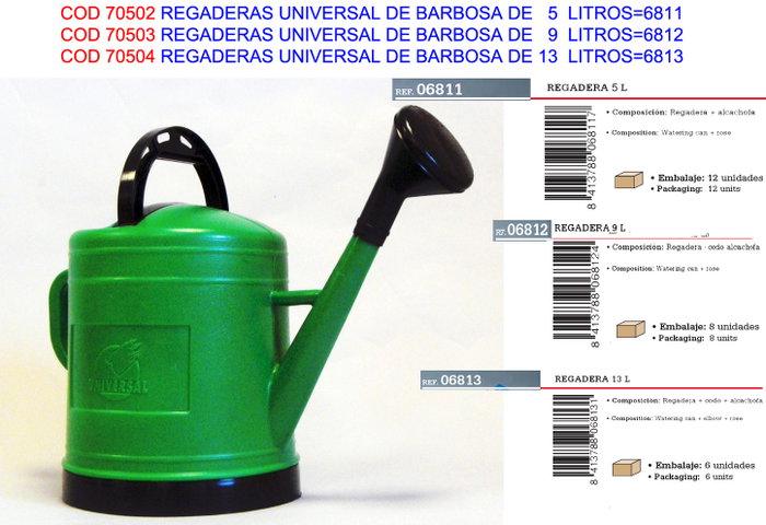 Barbosa Regadera Universal de 13 Litros