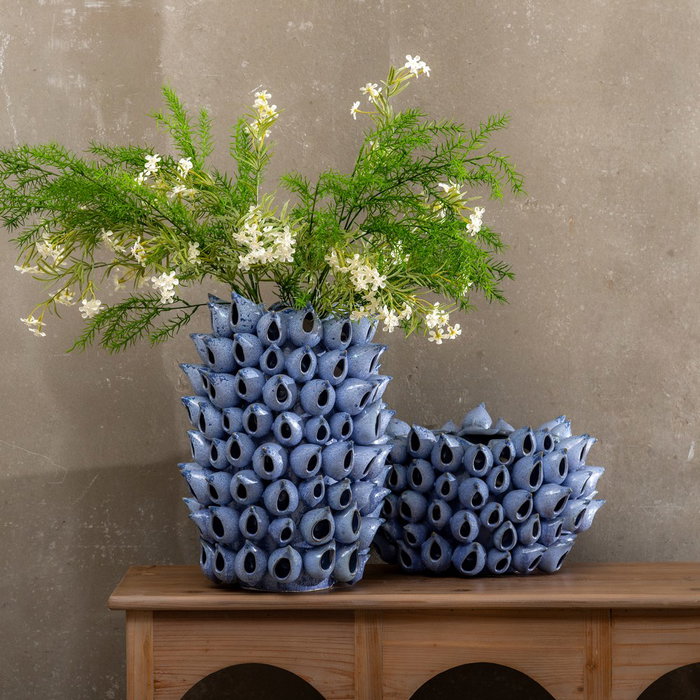 Jarrón Azul Cerámica Decoración 36,50 X 35,50 X 24 cm