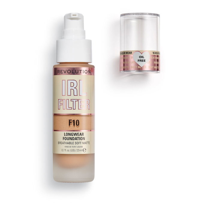 Revolution Make Up IRL FILTER longwear foundation #F10, Base de Maquillaje Larga Duración Mate, Cobertura Media a Total, 23 ml