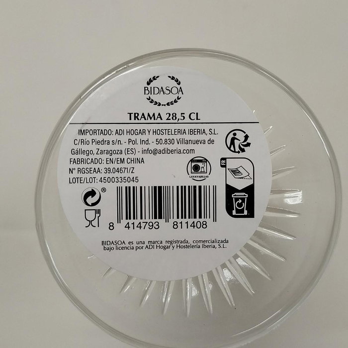 Bidasoa Copa de Vidrio TRAMA 28,5 cl Transparente