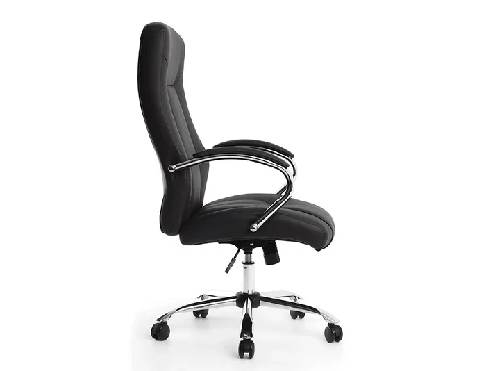 Q-connect Silla de Dirección Vero NA Simil Piel Base Metálica Ruedas Premium Negro Ancho 63 cm x Profundidad 70 cm x Altura 116-124 cm