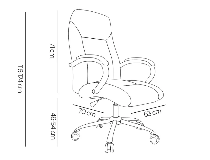 Q-connect Silla de Dirección Vero NA Simil Piel Base Metálica Ruedas Premium Negro Ancho 63 cm x Profundidad 70 cm x Altura 116-124 cm